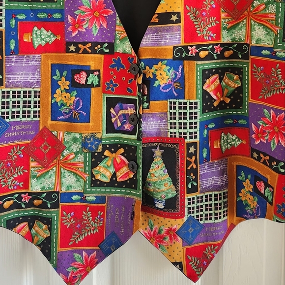 Vintage Nutcracker Women's Christmas Vest Button Front Tie Back Size Large - Picture 2 of 8
